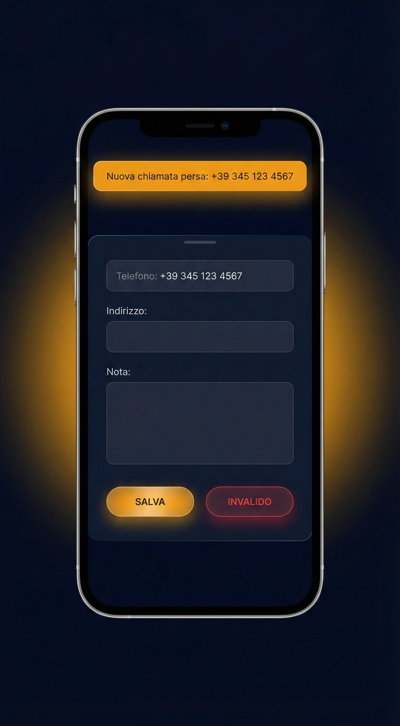 GBRIIDGE notifica push su smartphone - salvataggio rapido contatto durante la chiamata